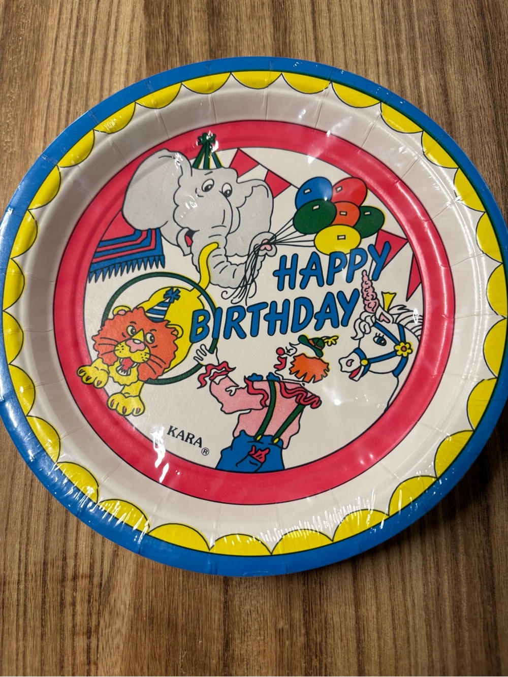 Vintage Happy Birthday Circus Paper Party Plates - Multicolor